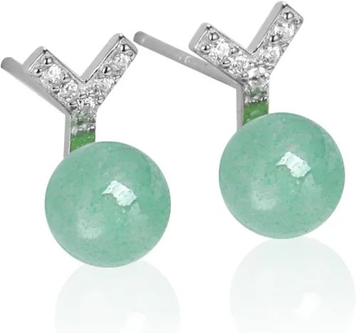 Miniatura 41 de Jade Earrings Studs,Green Jade Earrings for Women,925 Sterling Silver Earrings Studs for Sensitive Ears,Handmade Jade Earrings for Birthday