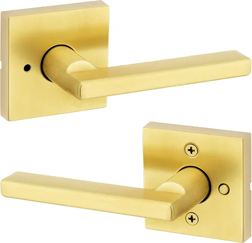 Miniatura 49 de Kwikset Halifax Manija interior de puerta de privacidad con cerradura, manija de puerta para baño y dormitorio, cerradura de botón de presión sin