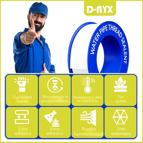 Miniatura 2 de D-NYX Cinta de Teflón 1 Rollo 1/2 Pulgada (Ancho) X 520 Pulgadas (Largo), Cinta de Sellado de Tuberías de Agua, Cinta de Fontanería, Grifo