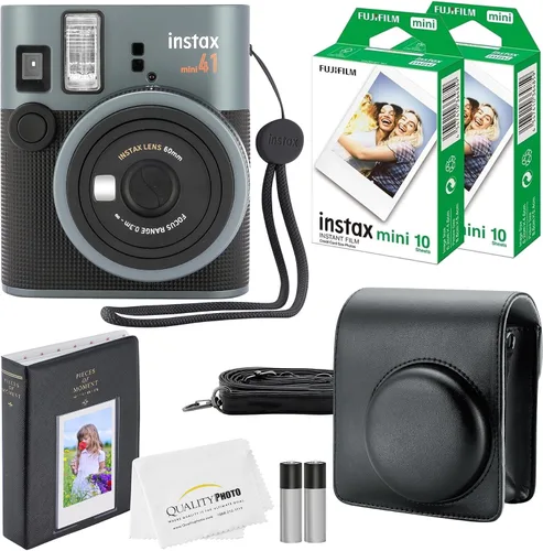 Fujifilm Cámara instantánea Instax Mini 41 + 20 impresiones + funda para cámara + álbum y paño de microfibra de calidad para fotos