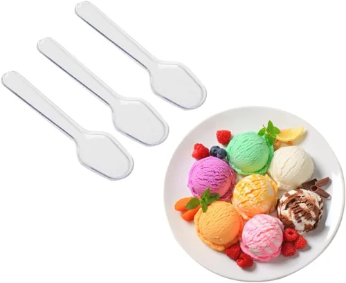Miniatura 3 de 500 cucharas de degustación desechables transparentes, cucharas de muestreo de plástico, cuchara pequeña para alimentos, helados, postres