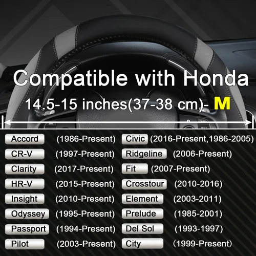 Miniatura 2 de West Llama Funda personalizada para volante de automóvil Honda Accord CR-V HR-V Pilot Odyssey (negro + gris, tamaño estándar)