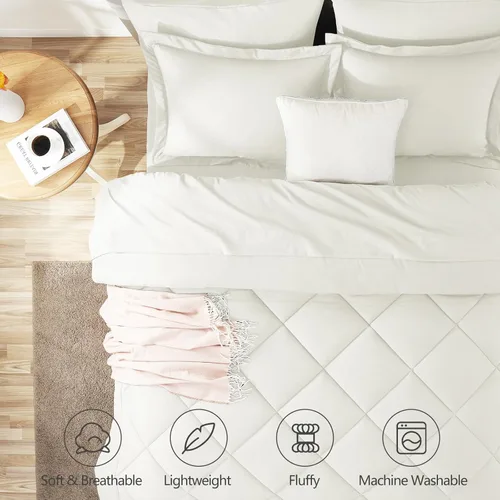 Miniatura 156 de CozyLux Juego de edredón tamaño King, color naranja quemado, toda la ropa de cama en una sola bolsa, 7 piezas: edredón, fundas de almohada