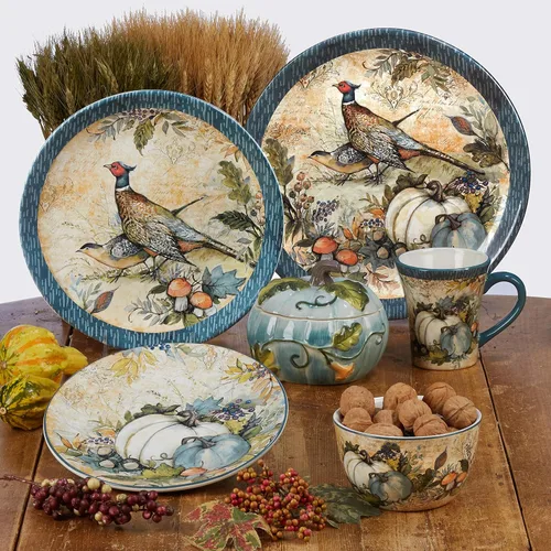 Miniatura 2 de Certified International Harvest Gatherings - Platos llanos de 11 pulgadas, multicolor, grandes, juego de 4