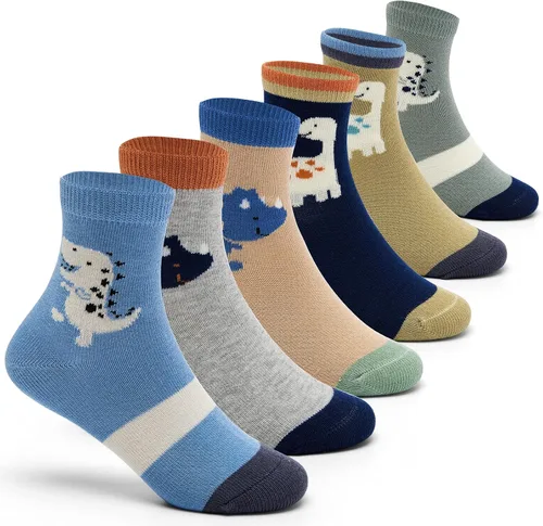 Miniatura 31 de Aisyee Calcetines de algodón para niños, calcetines sin costuras para niños, calcetines coloridos de cuarto de punto, paquete de 6