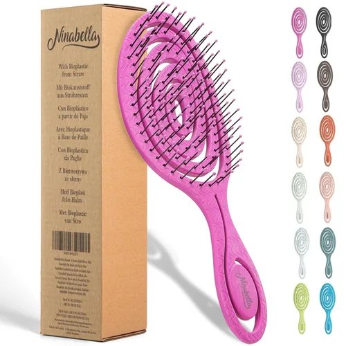 Miniatura 23 de Ninabella Cepillo desenredante para cabello para mujeres y hombres, no tira, cepillos alisadores para cabello liso y rizado, cepillo único en Crema