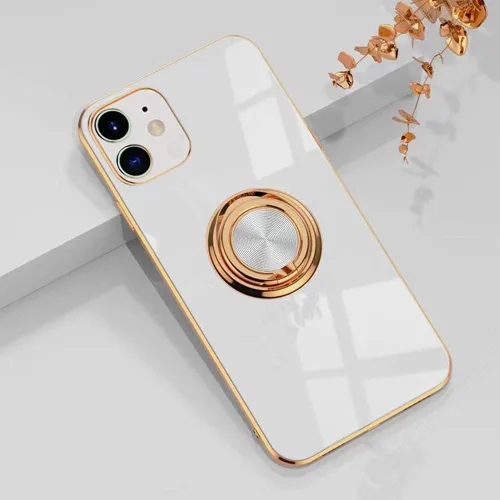 Miniatura 88 de Compatible con iPhone 11 Kickstand, anillo de rotación de 360 grados integrado con borde de oro rosa brillante que funciona con soporte magnético