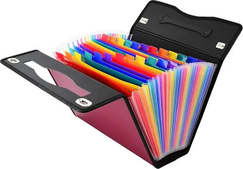 Miniatura 2 de CNK Carpetas de archivos de acordeón con organizador de 24 bolsillos para almacenamiento de documentos en papel Carpeta de documentos expandible