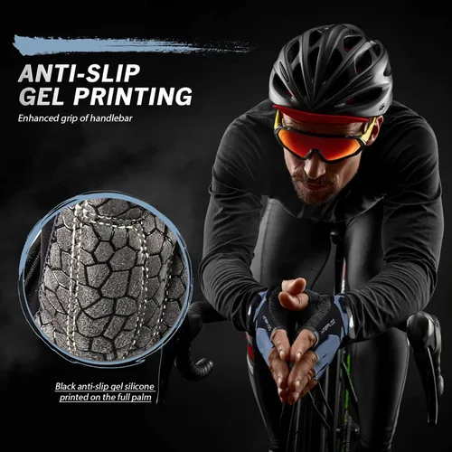 Miniatura 5 de Guantes de bicicleta para hombres y mujeres con almohadilla antideslizante que absorbe los golpes, guantes de ciclismo ligeros de medio dedo