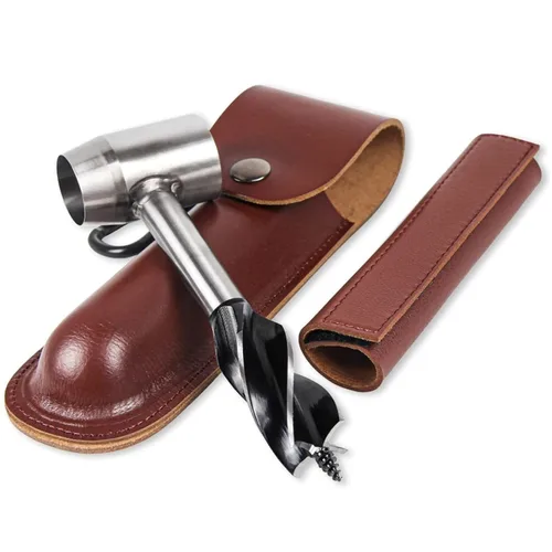 Miniatura 7 de Survival Settlers Tool Bushcraft - Llave de taladro manual de ojo escocés para madera, herramienta de supervivencia con bolsa de cuero y gancho