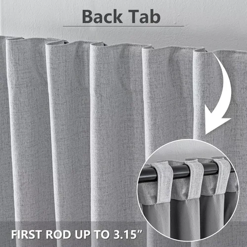 Miniatura 2 de Cortinas 100% opacas para sala de estar, juego de 2 paneles de 96 pulgadas, bloqueo de luz, pestaña trasera y bolsillo para barra, cortinas