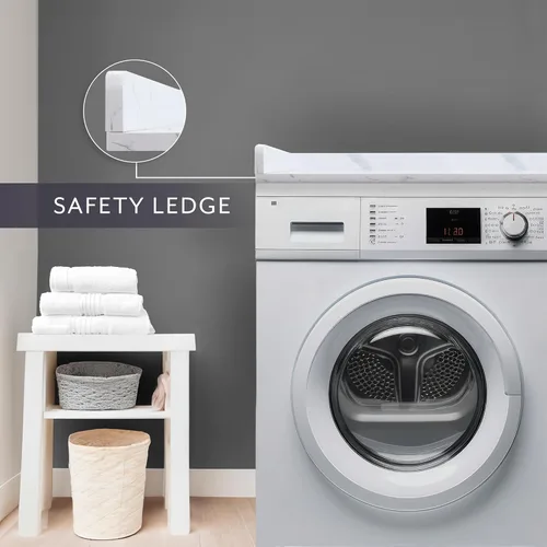 Miniatura 5 de Life Finds Encimera para lavadora y secadora de 54 pulgadas con reborde de seguridad para organización del cuarto de lavado, patrón de mármol Mármol