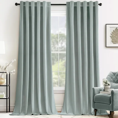 Miniatura 46 de MIULEE Cortinas de terciopelo de 84 pulgadas de largo, juego de 2 paneles para dormitorio, con pestaña trasera plisada, de lujo, aislamiento
