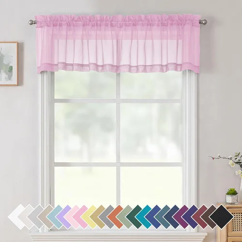 Miniatura 19 de Aiyufeng 2 paneles de cenefa transparente negra de 14 pulgadas de largo, cortinas cortas negras transparentes para dormitorio, cortinas de cocina