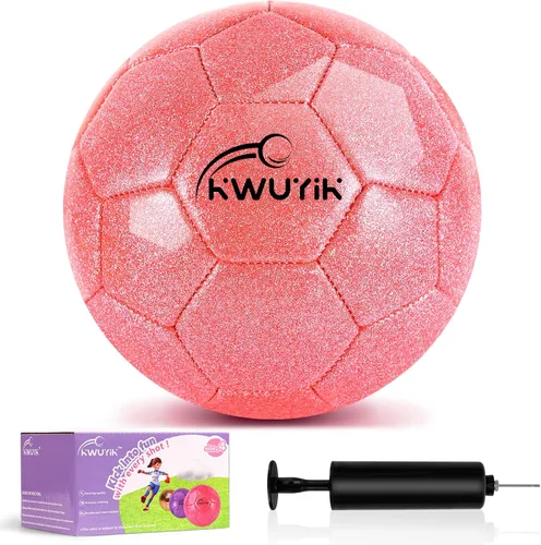 Tamaño 3, 4, 5, juego de pelota de fútbol con purpurina, rosa, dorado, morado, con inflador, pelota de fútbol para niños de 3-6, 6, 8, 8-12, pelota