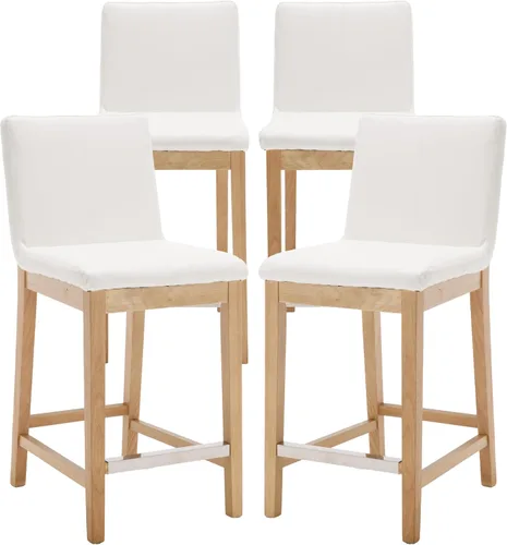 Miniatura 14 de Kmax Juego de 2 taburetes de bar de 26 pulgadas de altura de mostrador, taburetes tapizados para encimera de cocina con soporte trasero, taburetes