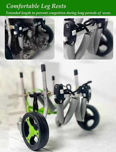 Miniatura 6 de Silla de ruedas para perro, carrito para mascotas de soporte completo con cuatro ruedas, carrito ligero para perros para patas delanteras/traseras