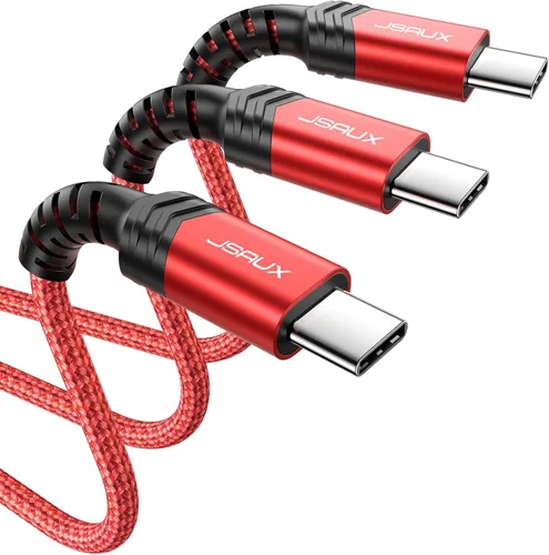 Miniatura 16 de JSAUX Paquete de 3 cables USB C a USB C de 100 W [6.6 pies+6.6 pies+6.6 pies] compatible con iPhone 17 Air 16 15 Pro Max Samsung Galaxy S25 S24 Azul
