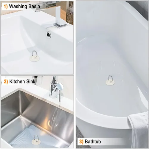 Miniatura 5 de uxcell Tapón de goma para fregadero, tapón de drenaje blanco para drenaje de 1 a 1-1/16 pulgadas con anillo para colgar para tina, cocina y baño, 3