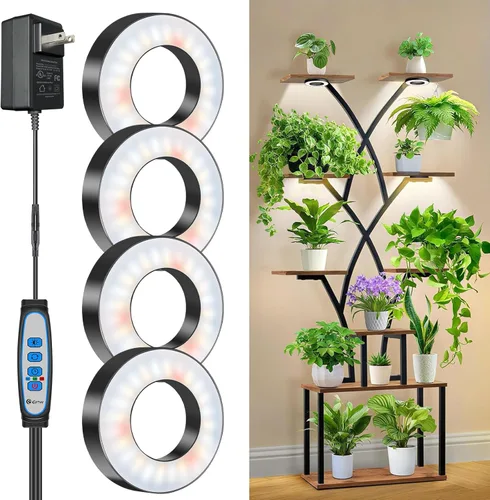 Miniatura 9 de Wiaxulay Luces de cultivo para plantas de interior, 48 luces LED de espectro completo, lámpara de cultivo debajo del gabinete con temporizador