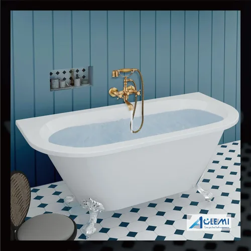 Miniatura 8 de Aolemi Grifo de Bañera de Montaje en Pared con Rociador de Mano Grifo de Bañera y Ducha de Latón Antiguo Grifo de Ducha Vintage de Doble Mango