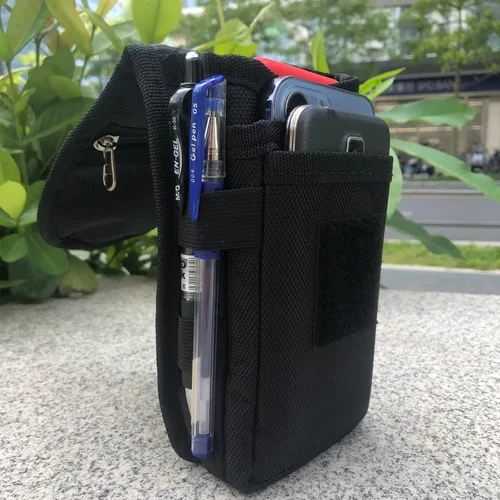 Miniatura 5 de Funda de teléfono dual para dos teléfonos, soporte táctico para cinturón de teléfono celular para hombres, funda para teléfono multiherramienta