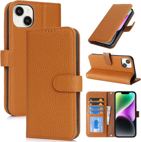 Miniatura 80 de Zouzt Funda para iPhone 11 de 6.1 pulgadas de piel auténtica con 4 ranuras para tarjetas, tarjetero con bloqueo RFID, tapa magnética, función atril