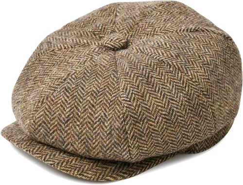 Miniatura 7 de BOTVELA Sombrero de tweed de espiga de 8 paneles de mezcla de lana para hombre