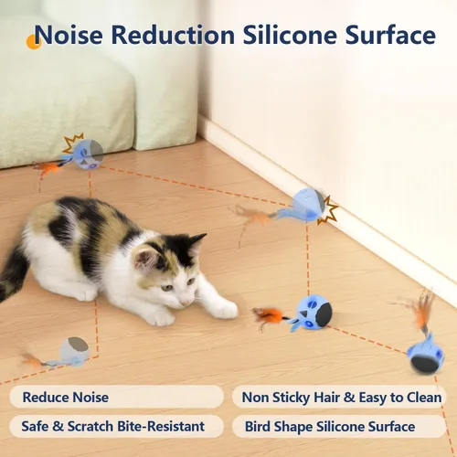 Miniatura 7 de ORSDA Juguetes para Gatos, Juguete Interactivo para Gatos de Interior, Pelota con Pájaro en Movimiento Automático para Gatos Adultos