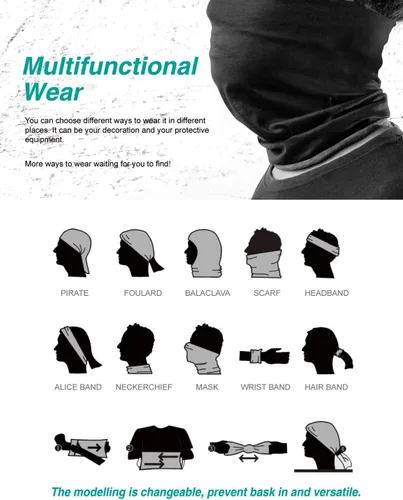 Miniatura 25 de Máscara facial con protección contra el polvo, aerosoles UV, reutilizable, lavable, polaina para el cuello