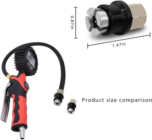 Miniatura 6 de JINKEY Mandril de Aire con Bloqueo para Válvula Schrader, 1/4" FNPT de Latón Resistente con Flujo Cerrado Recto Mandril de Neumático con Bloqueo