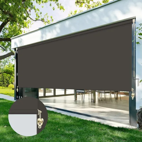 Miniatura 7 de ZY Blinds Persianas opacas para exteriores, sin cordones, de tela negra impermeable, para exteriores, protección contra la luz solar, pantalla