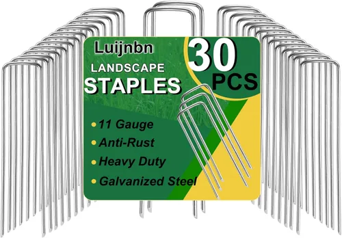 Paquete de 30 Grapas para Césped, Grapas Premium para Paisajismo de Jardín, Estacas Galvanizadas de Calibre Resistente, Estacas de Carpa en Forma de