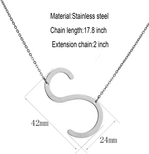 Miniatura 5 de MOMOL - Collar con Inicial Inclinada, de Acero Inoxidable Chapado en Oro de 18K, Dije de Letras Grandes, Collar de Monograma con Nombre para Mujer