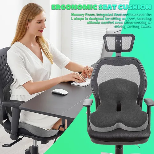 Miniatura 6 de Cojín de glúteos para silla de oficina, almohadilla de asiento de espuma viscoelástica para soporte de glúteos, alivio del coxis, cojín ergonómico