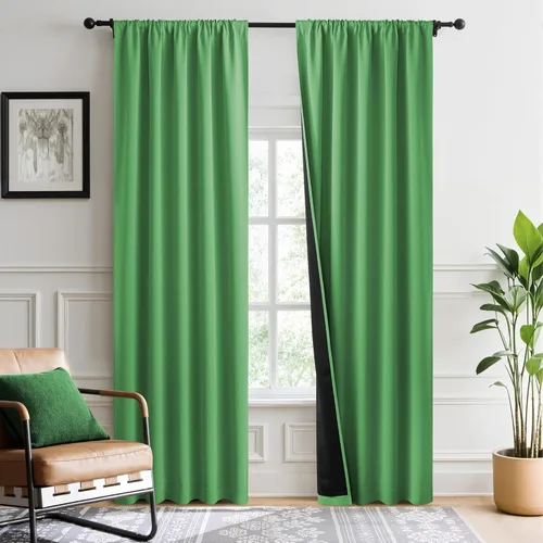 Miniatura 12 de NICETOWN Cortinas blancas 100% opacas, 2 capas gruesas completamente opacas con bolsillo para barra, cortinas aislantes térmicas para Blanco puro