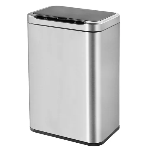 ELPHECO Basurero de acero inoxidable para oficina, con sensor de movimiento, sin contacto, cubo de basura inteligente automático para cocina, Plata
