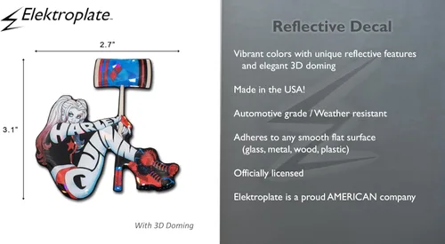 Miniatura 4 de Elektroplate Calcomanía Reflectante Abombada con Licencia Oficial de DC Comics Harley Quinn para Automóvil (3.1" x 2.7" pulgadas) Adhesivo 3D