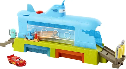 Miniatura 4 de Mattel Disney y Pixar Cars Toys, Submarine Car Wash Playset con cambio de color Lightning McQueen Toy Car, juego acuático