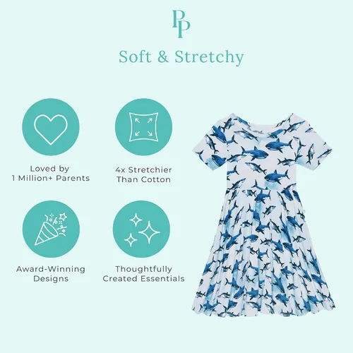 Miniatura 28 de Posh Peanut - Vestidos para niñas – Vestido suave para niña hecho con viscosa de bambú – Vestidos de otoño, primavera y verano para niñas