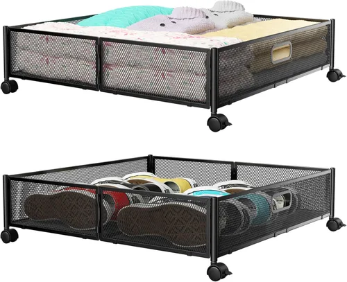 Miniatura 10 de Contenedor de Almacenamiento Debajo de la Cama con Ruedas, Organizador de Cajones de Almacenamiento para Zapatos Debajo de la Cama, Contenedores