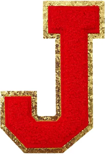 3 parches de letras de felpilla para planchar con brillantina de gran tamaño para decoración de disfraces de equipo, altura de 4-1/2 pulgadas, letra