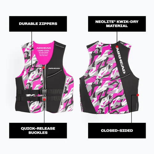 Miniatura 5 de Airhead CAMO Cool Kwik-Dry Neolite Flex Life Jacket for Adults - USCG Approved Life Vest for Women & Men, Lightweight Flexible Watersports Vest for