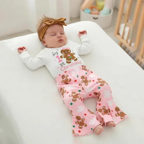 Miniatura 31 de Kuriozud Conjunto de mameluco con volantes para bebé recién nacida, con volantes, lindo conjunto de pantalones acampanados con diadema