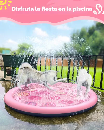 Miniatura 6 de Peteast Alfombrilla Antisalpicaduras Antideslizante con Estampado de Rosquilla Rosa para Niños y Perros de 0.58 mm de Grosor, Piscina Rociadora