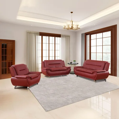 Juego de sofá de cuero para sala de estar, juego de muebles de sala de estar de 3 piezas, juego de sofá moderno con sofá de 3 plazas, sofá biplaza y