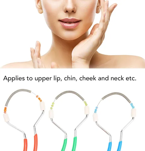 Miniatura 2 de Dioche Kit de eliminación de vello facial de primavera de 3 piezas, depiladora de doble resorte para mujeres, herramienta portátil de depilación