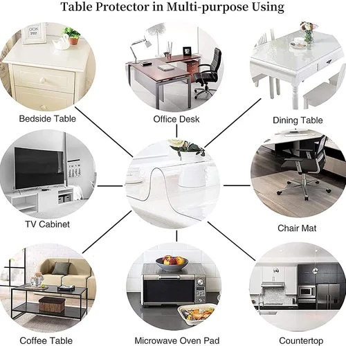 Miniatura 6 de Protector de mantel de varios tamaños, cubierta de plástico rectangular transparente de PVC, fácil de limpiar, impermeable, lavable, para mesas
