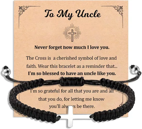 Korotho Pulsera de cruz para hombre, regalo para papá, papá, tío, hijo, sobrino, nieto, día del padre, cumpleaños, Navidad, primera comunión,