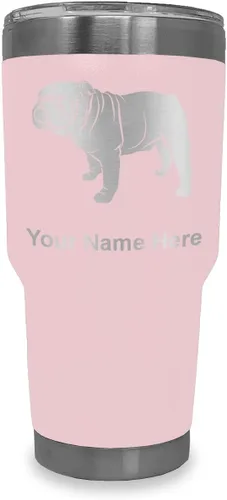 Miniatura 18 de LaserGram Vaso aislado al vacío de 20 onzas, Bulldog Dog, grabado personalizado incluido (negro)